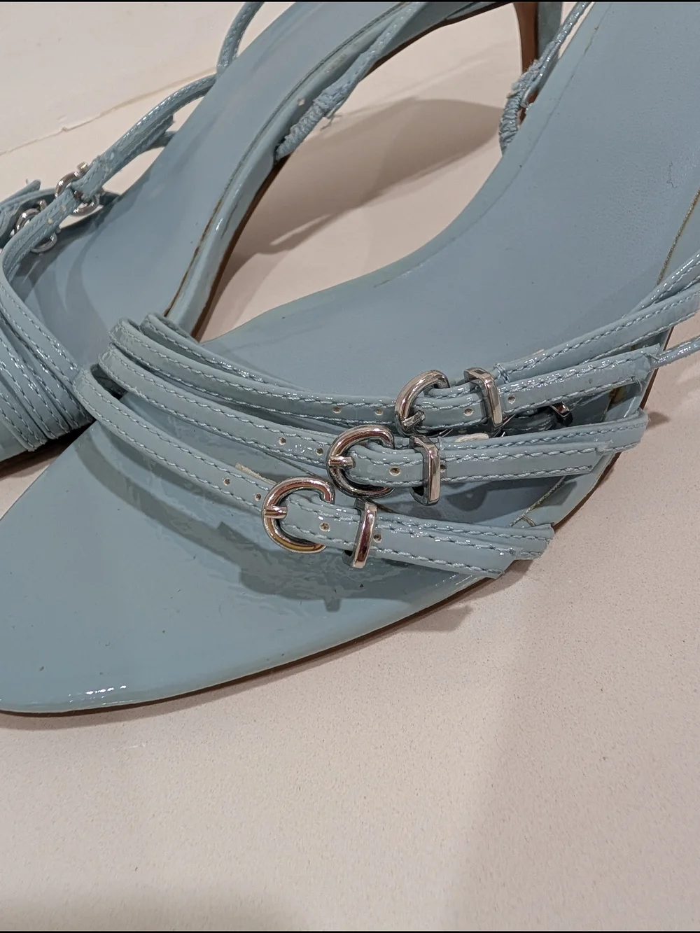 Zara Light Blue Strappy Slingback Sandals - Picture 1 of 4